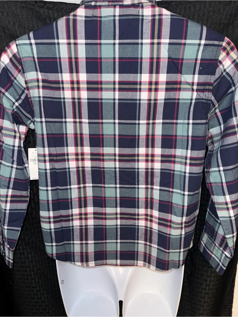 Old Navy Boys Navy, Light Blue & Pink Plaid Button-Down Shirt